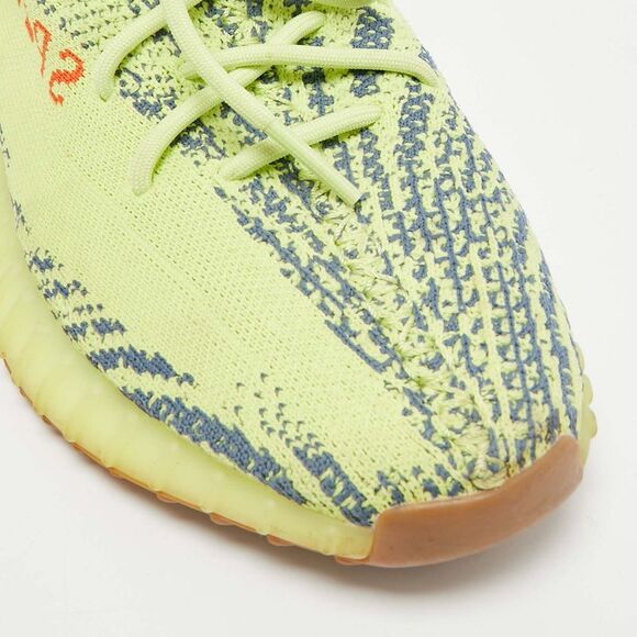 Yeezy X Adidas Neon Yellow Knit Fabric Boost 350 V2 Semi Frozen Yellow  Sneakers